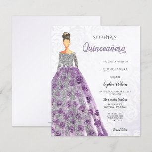 Quinceanera-inbjudan till Gnistra för budgetLila