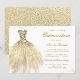 Quinceanera-inbjudan till Gnistra i guld Inbjudningar