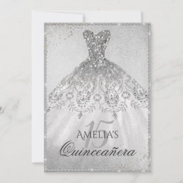 Quinceanera-inbjudan till Gnistran Silver Dress  Inbjudningar