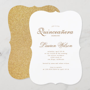 Quinceanera-inbjudan till guld och glitter inbjudningar