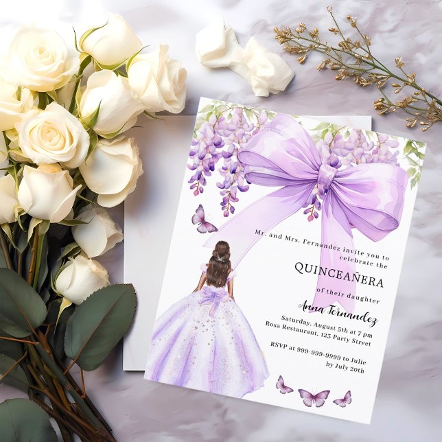 Quinceanera-inbjudan till lavender-blommigten (Skapare uppladdad)