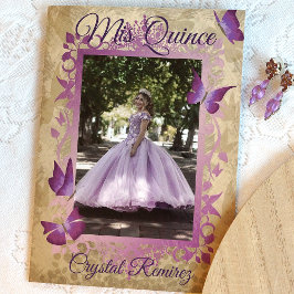 Quinceanera-inbjudan till Lavender Lila Vintage Kort