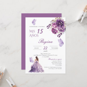 Quinceañera-inbjudan till Lila blommor Inbjudningar