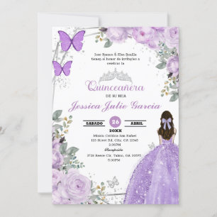 Quinceanera - Inbjudan till Lila Lilac-Blommigt