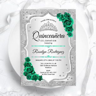 Quinceanera-inbjudan till silver Grönt Inbjudningar