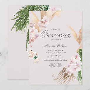 Quinceanera-inbjudan till tropisk blommigt för ele inbjudningar