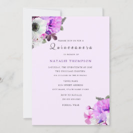 Quinceanera-inbjudan till vintage Lila Blommigt Inbjudningar