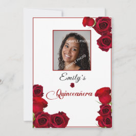Quinceanera-inbjudan Vackra Röda Rosor Inbjudningar