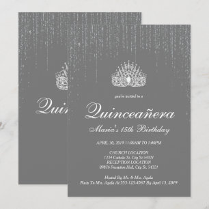 Quinceanera, inbjudningar från Silver Glitter