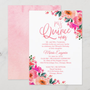 Quinceanera-inbjudningar Hetrosa Blommig Inbjudningar