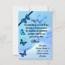 Quinceanera invitation digital butterfly blue inbjudningar
