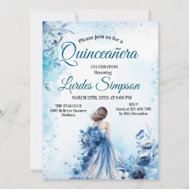  Quinceañera invitation Elegant Blue Inbjudningar