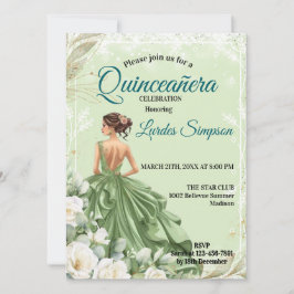  Quinceañera invitation Elegant Green Inbjudningar