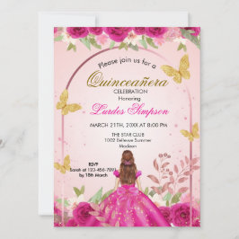  Quinceañera invitation Elegant Pink Inbjudningar