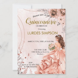  Quinceañera invitation Floral Rose Inbjudningar