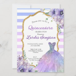  Quinceañera invitation shades of Purple Inbjudningar