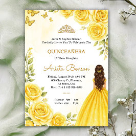 Quinceañera invitation with elegant yellow roses  inbjudningar