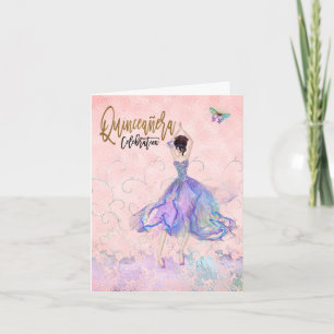 Quinceanera Iridescent Rosa Glam Dress Inbjudan