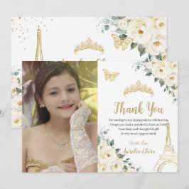 Quinceañera Ivory Blommigt Paris 16:e födelsedagsf Tack Kort