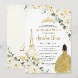 Quinceañera Ivory Blommigt Paris Guld Brown Prince Inbjudningar