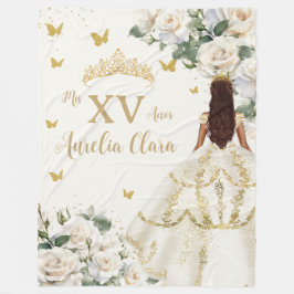 Quinceañera Ivory White Blommigt Dress Princess Gu Fleecefilt