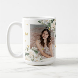 Quinceañera Ivory White Blommigt Dress Princess Gu Kaffemugg
