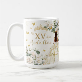 Quinceañera Ivory White Blommigt Dress Princess Gu Kaffemugg