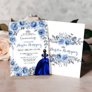 Quinceanera-kort för inbjudan till Blue Ro