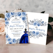 Quinceanera-kort för inbjudan till Blue Ro