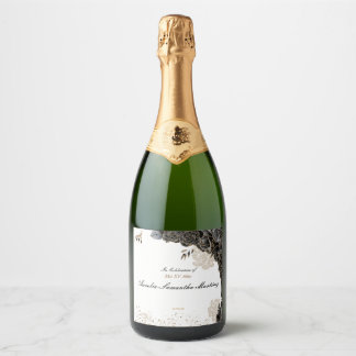 Quinceañera Label Champagne Flaska Black & Guld