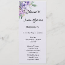 Quinceanera Lavendel dubbel sidig programkort