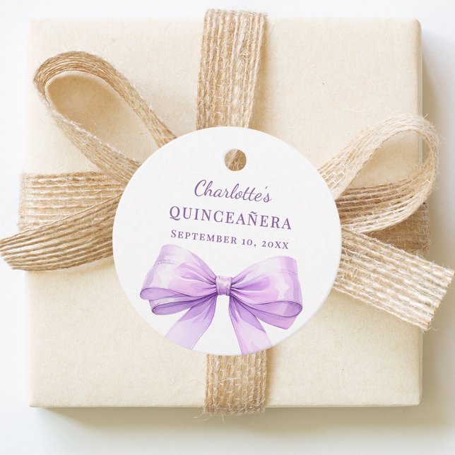 Quinceanera lavender bow DIY write by hand Gåvor Etiketter (Skapare uppladdad)