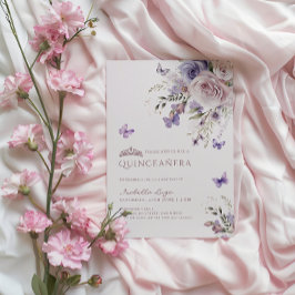Quinceañera Lavender Dusty Lila Butterfly Inbjudningar