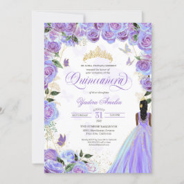 Quinceanera Lavender Lila Elegant Butterfly Inv Inbjudningar