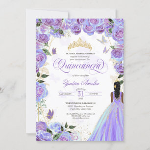 Quinceanera Lavender Lila Elegant Butterfly Inv Inbjudningar