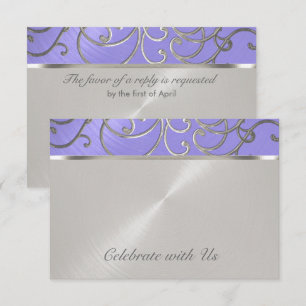 Quinceanera Lavender Lila Silver Filigree Swirls Inbjudningar