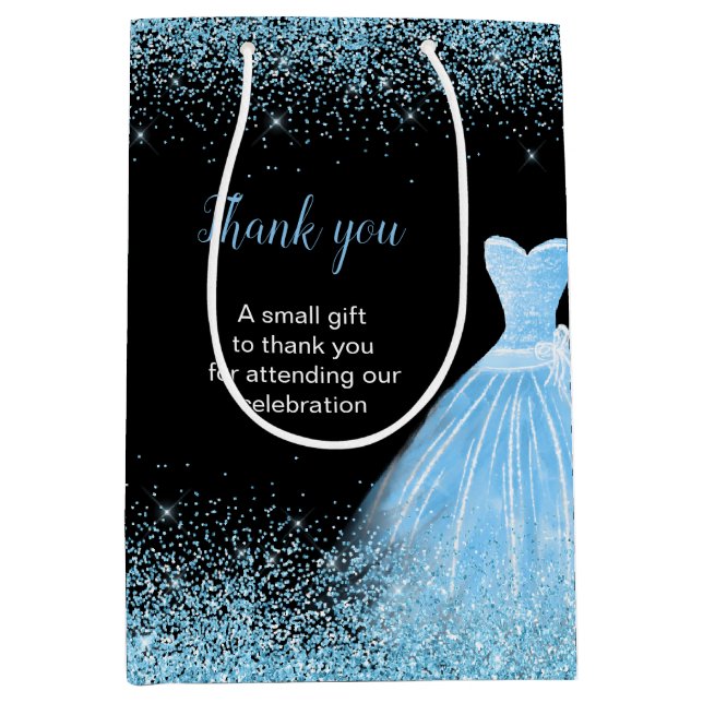 Quinceanera Light Blue Dress Faux Glitter (Framsidan)