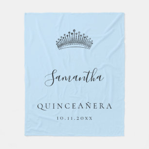 Quinceanera light blue tiara krona namn fleecefilt