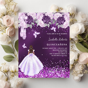Quinceanera lila ballerina dress ro inbjudan