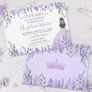 Quinceañera Lila Blommig Prinsessa Inbjudningar