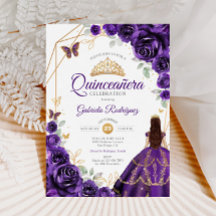 Quinceanera Lila Blommigt Dress Guld