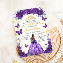 Quinceañera Lila Blommigt Princess Butterflies