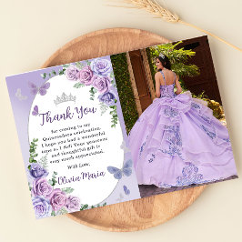Quinceañera Lila Blommigt Tiara - tackkort Inbjudningar