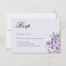 Quinceanera lila blomsterlig Svar RSVP-kort