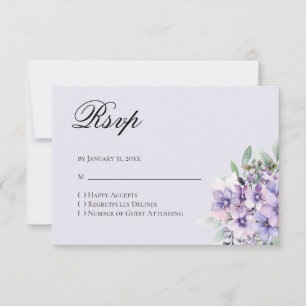 Quinceanera lila blomsterlig Svar RSVP-kort
