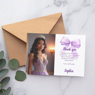 Quinceanera-lila för fotobågar tack kort
