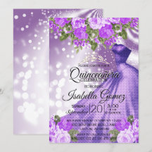 Quinceañera Lila Gown och Flowers