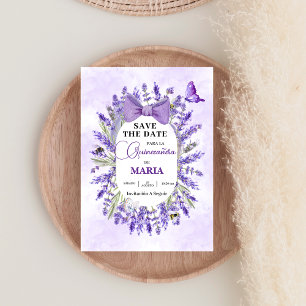 Quinceañera Lila lavender Blommigt Spanska Spara Datumet