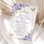 Quinceañera Lila Lilac Blommigt Butterflies Tiara Inbjudningar<br><div class="desc">Anpassa denna vackra quinceañera-inbjudan med egen ordalydelse enkelt och snabbt,  tryck bara på anpassningsknappen för att ytterligare ordna om och formatera stil och placera texten. Matchande artiklar tillgängliga i arkivet! c) Lycklig Cat Studio</div>