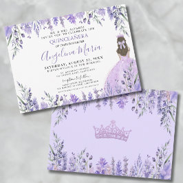 Quinceañera Lila Lilac Blommigt Princess Inbjudningar